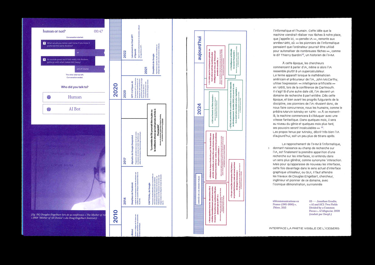mémoire ouvert présentant la frise chronologique
